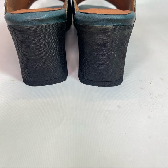 L’ARTISTE Tonalna Blu Leather Blue Sandals Block Heel Sandals Size 38 New/Box - Picture 5 of 7